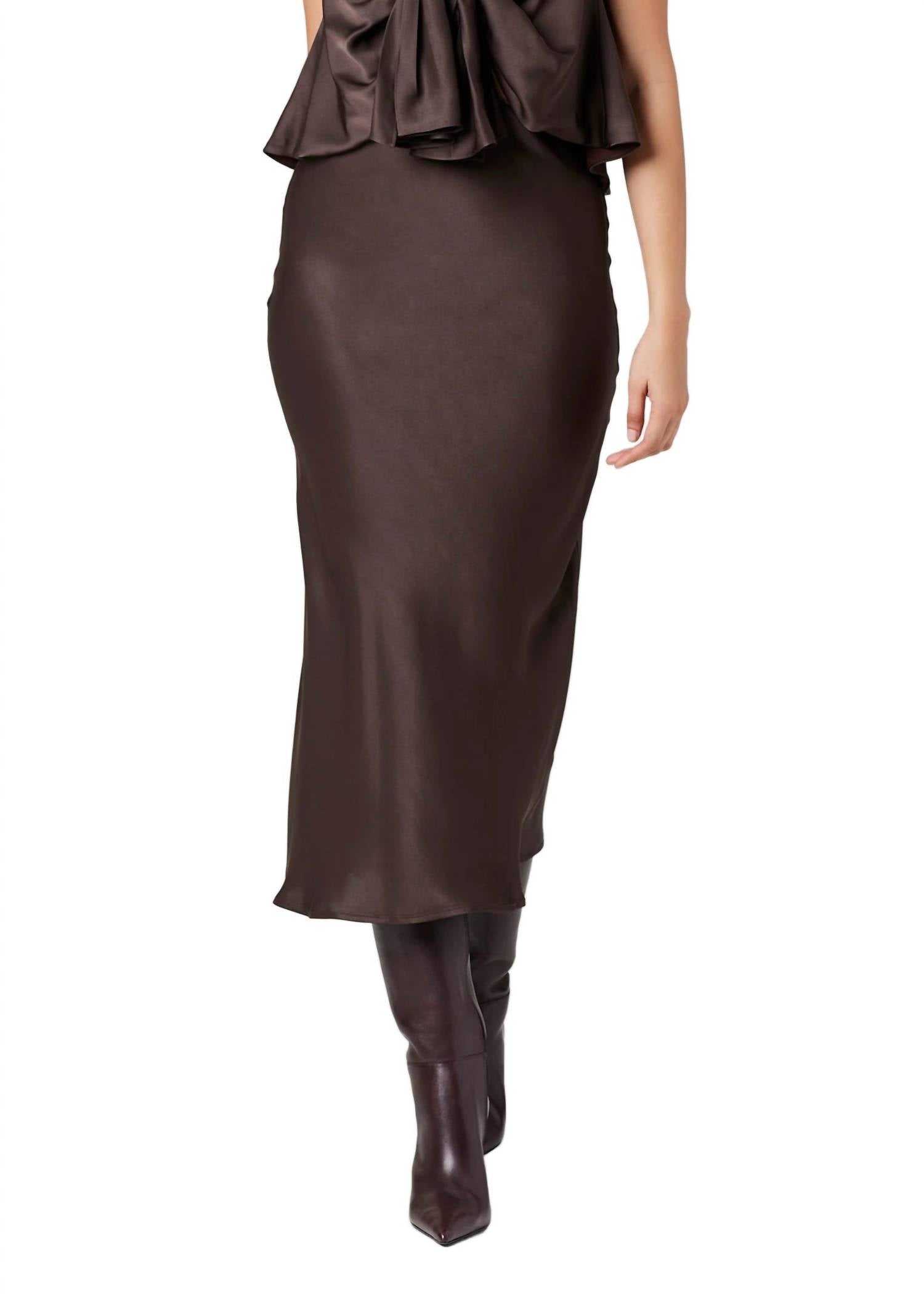 TOCCIN Heidi Silk Satin Slip Skirt in espresso - women's skirt - view 4
