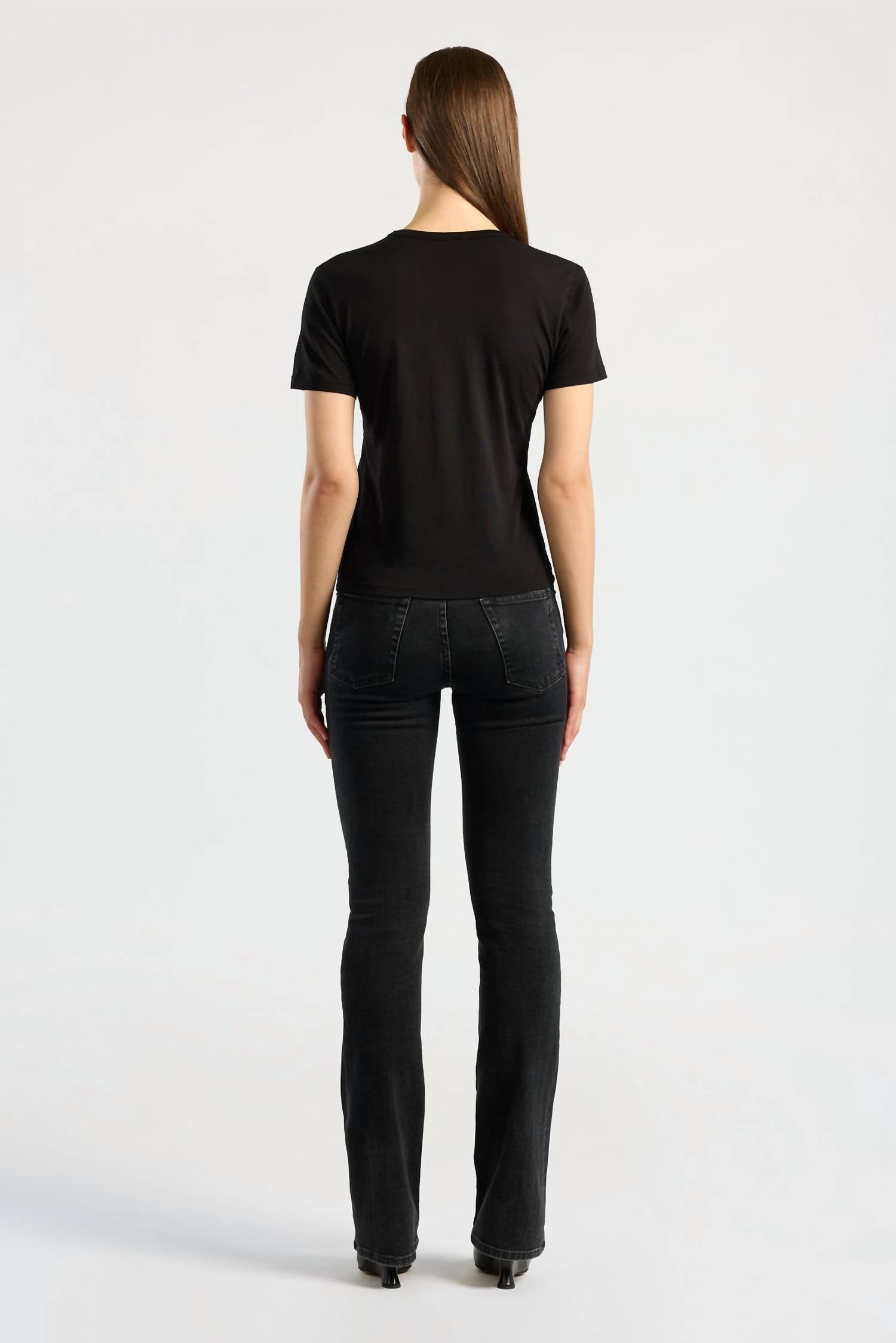 COTTON CITIZEN Standard V-neck Tee in jet black - women's t-shirt - detail view