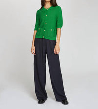Autumn Cashmere Button Front Elbow Sleeve Jacket in clover - women's sweater - view 4