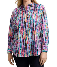 Foxcroft - Bella Long Sleeve Prism Popover Top