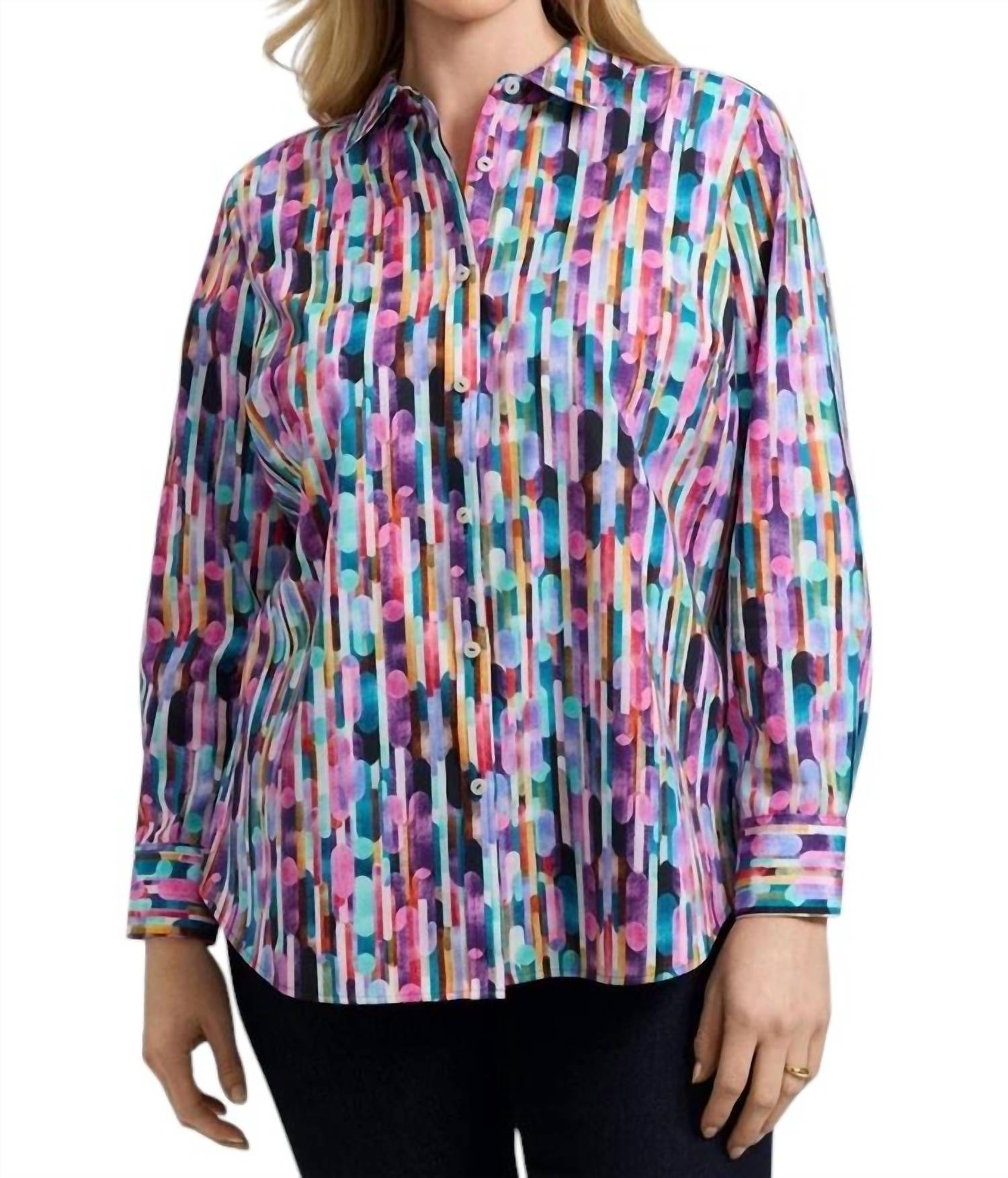 Foxcroft - Bella Long Sleeve Prism Popover Top
