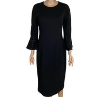Lela Rose Women’s Bell Sleeve Wool Crepe Midi Dress in black - women's dress