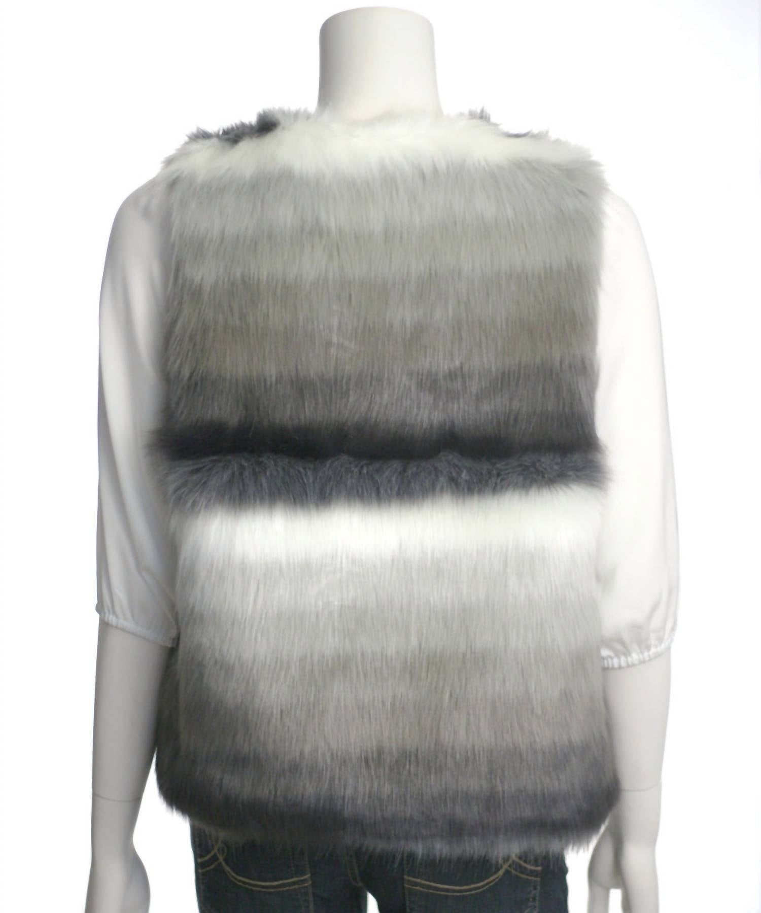 Skies Are Blue - Women's Open Front Faux Fur Vest