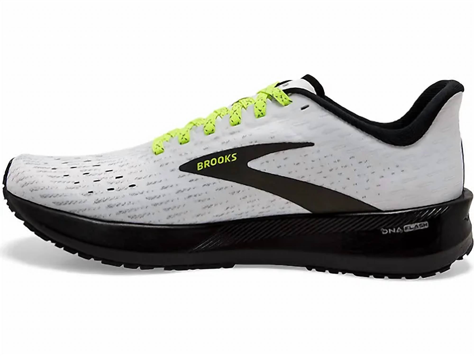 BROOKS Women's Hyperion Tempo Shoe in white nightlife black - women's shoe - detail view