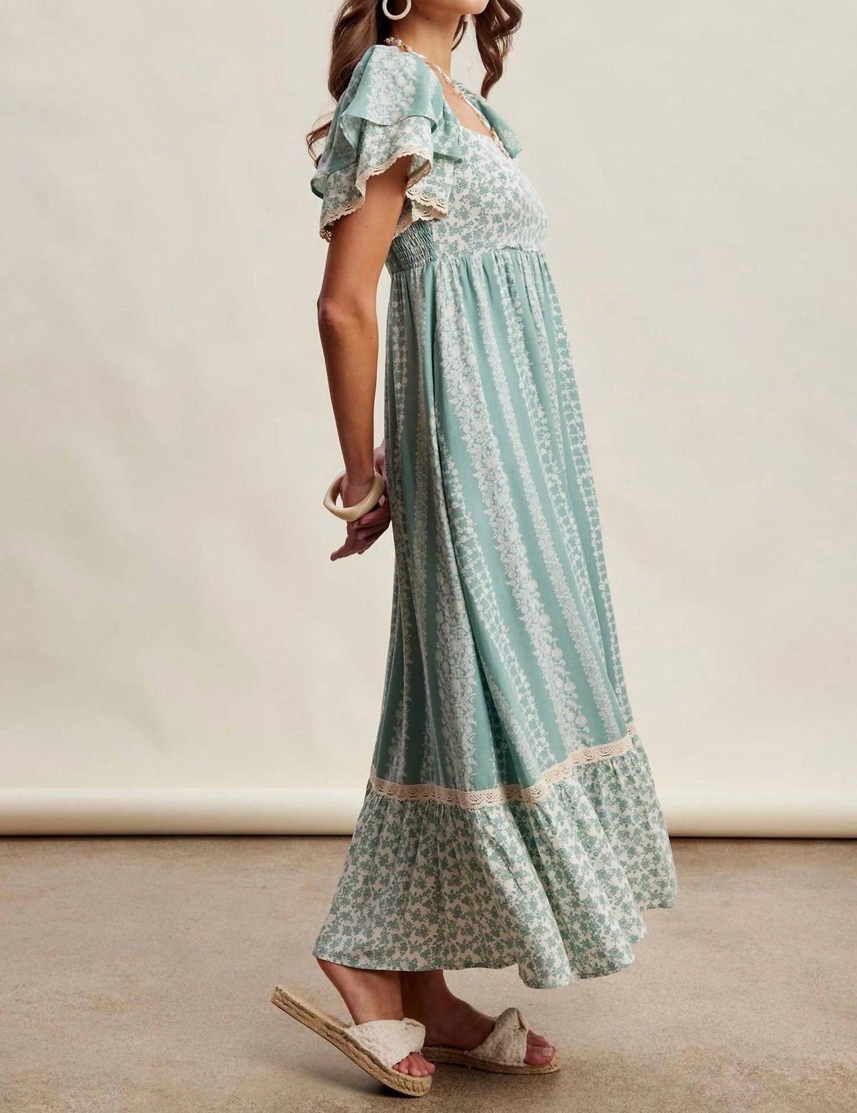 Listicle - Willow Mist Floral Maxi Dress