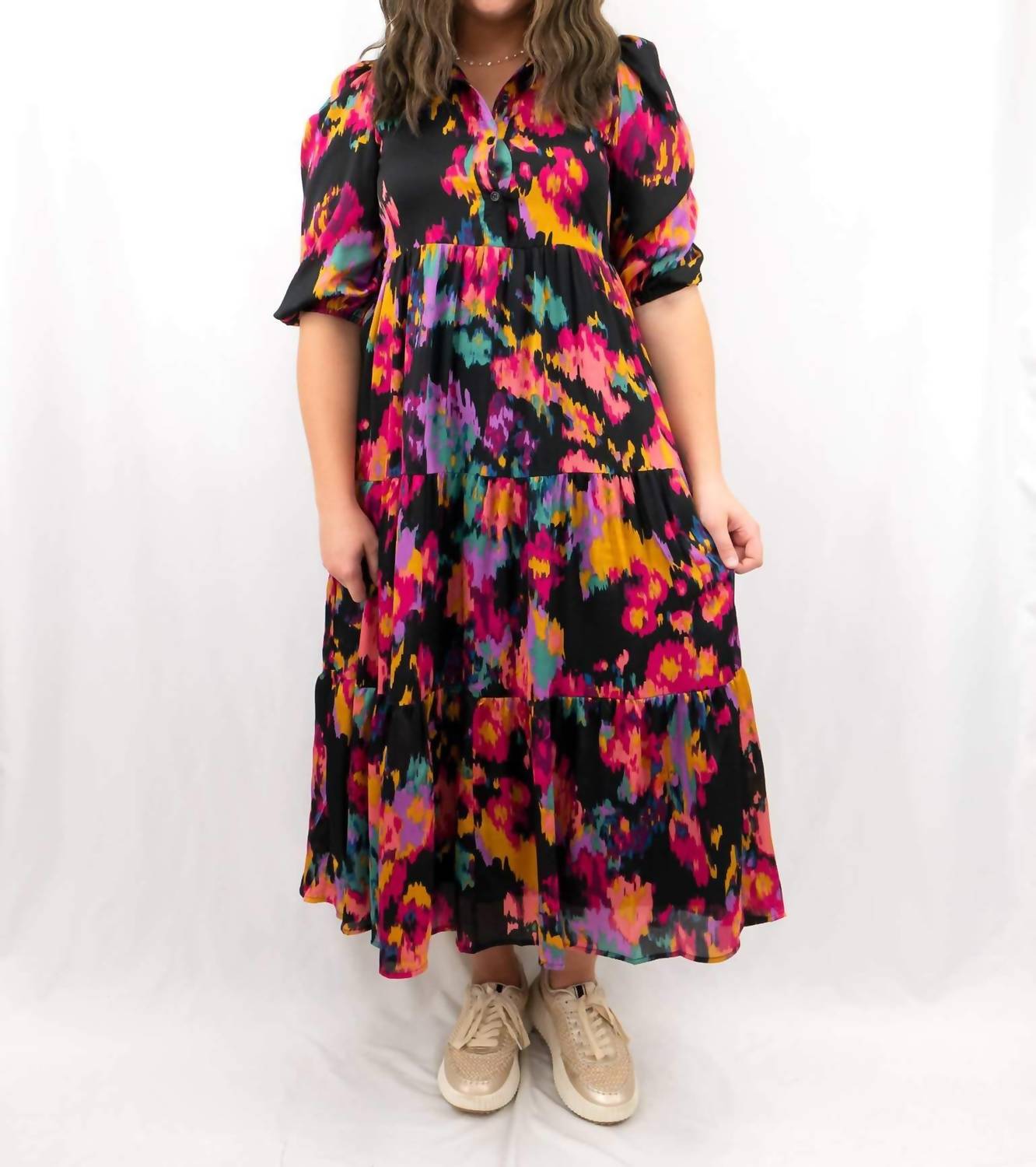Pretty Follies - Abstract Printed Midi Shirt Dress