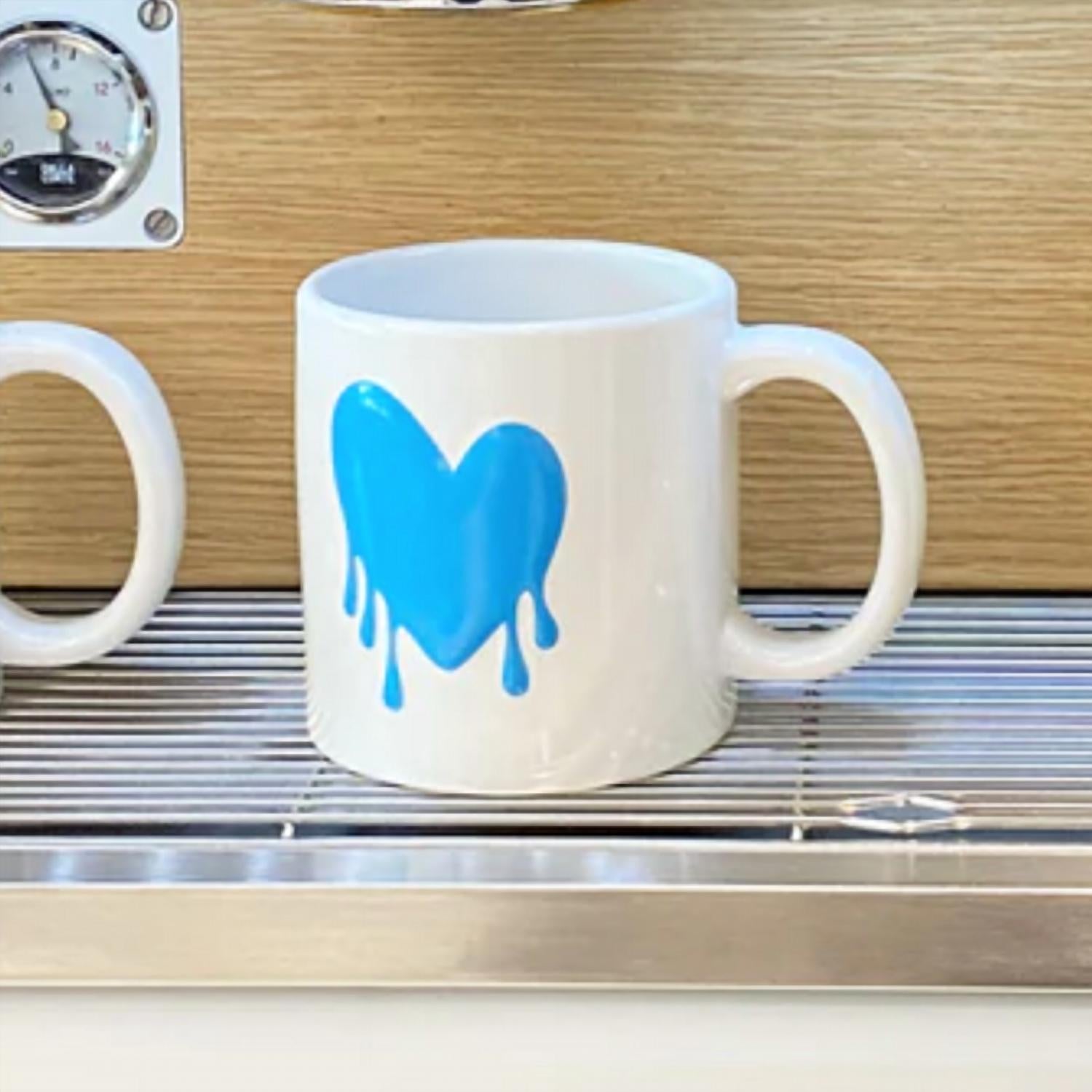 KERRI ROSENTHAL Women's Drippy Heart Mug in white blue - item - alternate view