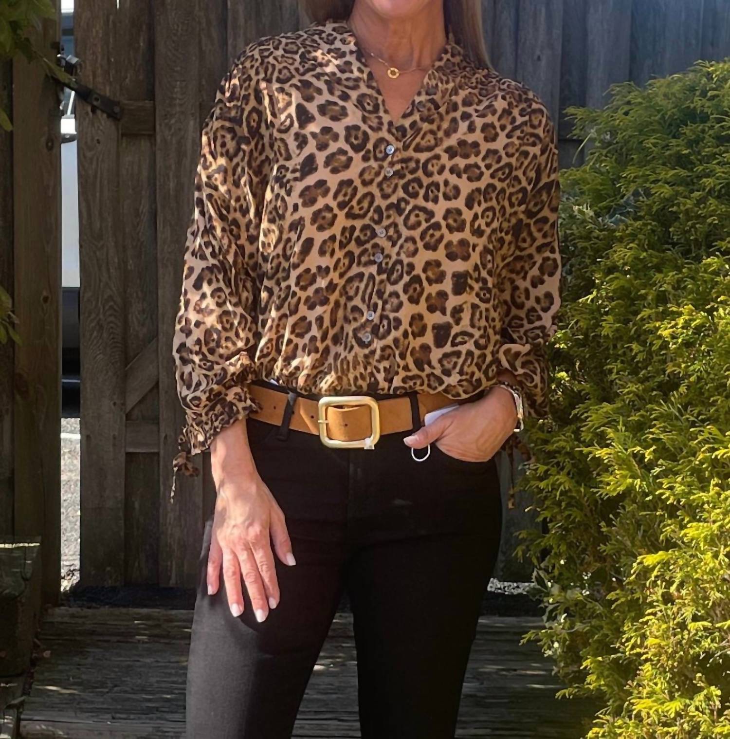 Olivaceous - Siren Leopard Button Down Blouse