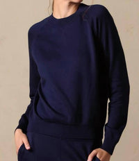 Minnie Rose Raglan Sleeve Sweatshirt in navy - women's top