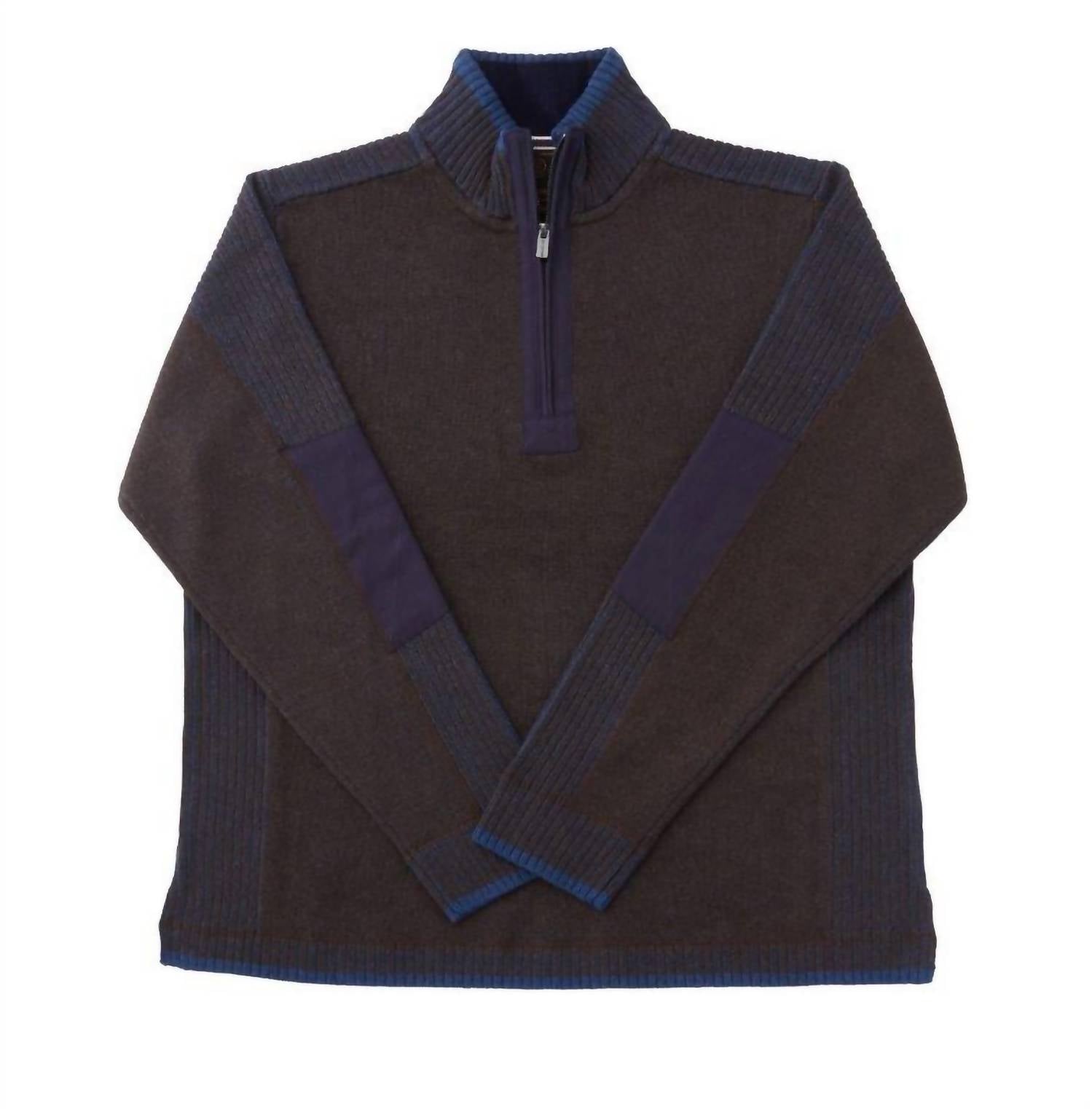 F/X Fusion Men's Plaited 1/4 Zip Mock Top in brown - men's shirt