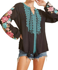 Andree By Unit - Floral & Geo Embroidered Top