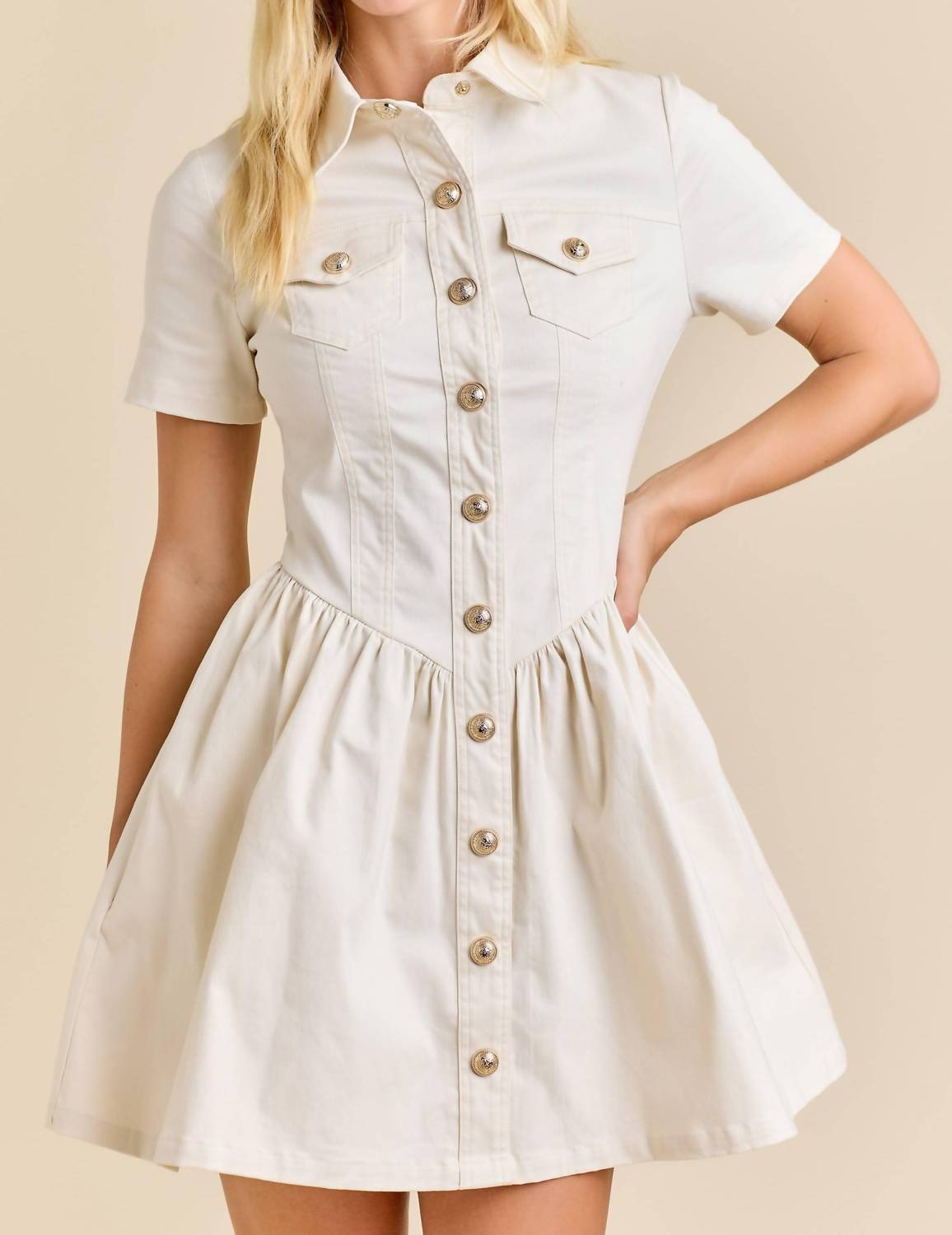 Main Strip - Button-up Mini Denim Dress