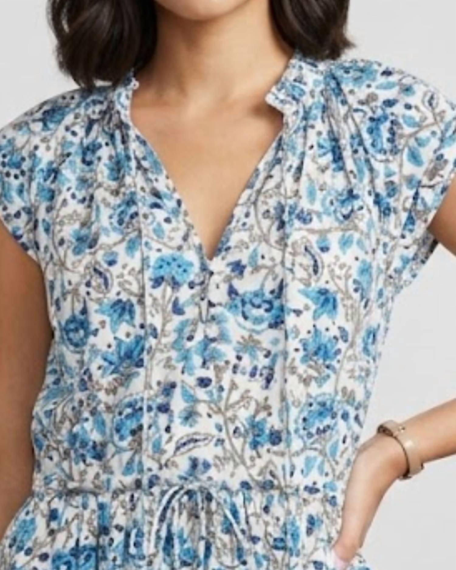 MARE SOLE AMORE Cabo Short Sun Dress in blue - women's dress - detail view