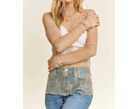 Sweet Generis - Neck Design Long Sleeve Fitted Top - Plus
