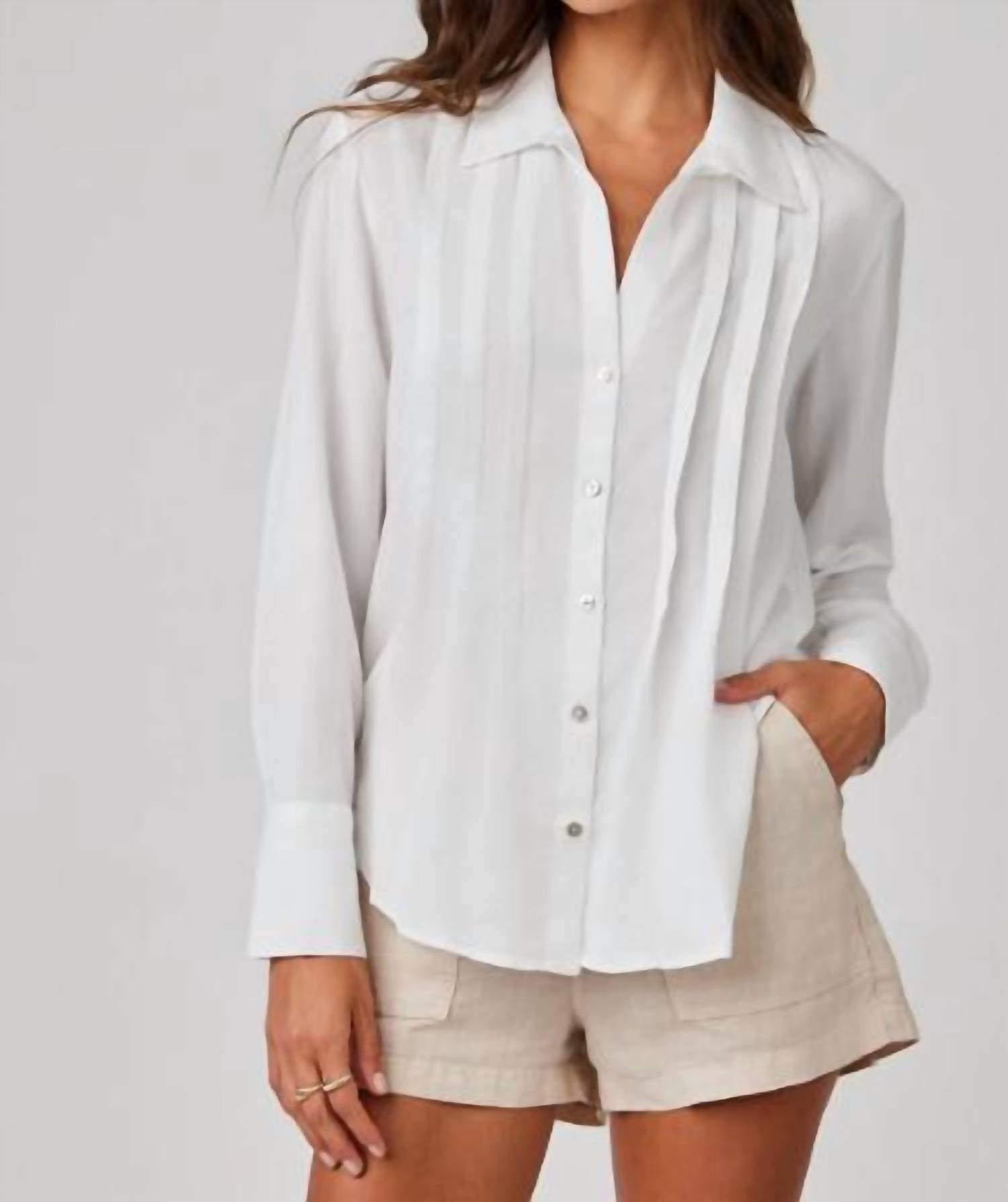 Bella Dahl Pintuck Button Down Shirt in white - women's shirt