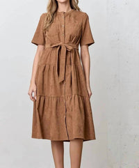 Polagram - Gabrielle Button Tiered Shirt Dress