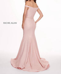 Rachel Allan - Off Shoulder Horsehair Hem Prom Gown
