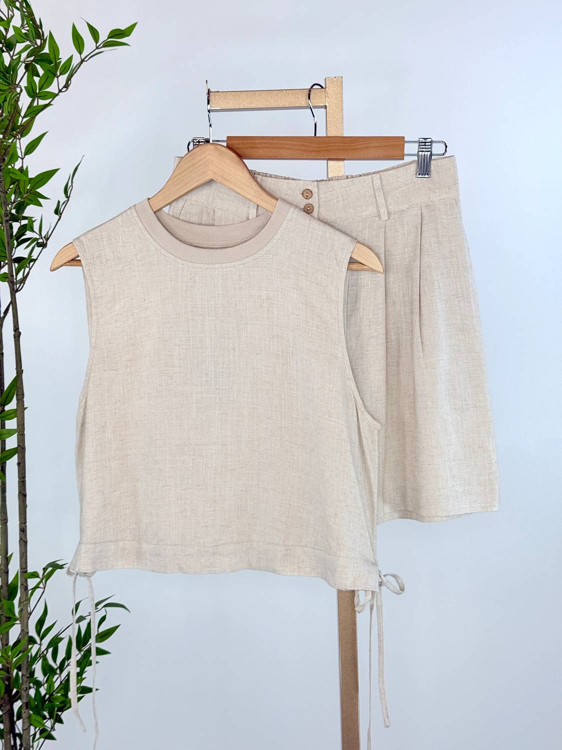 Apricot - Linen Blend Crop Top
