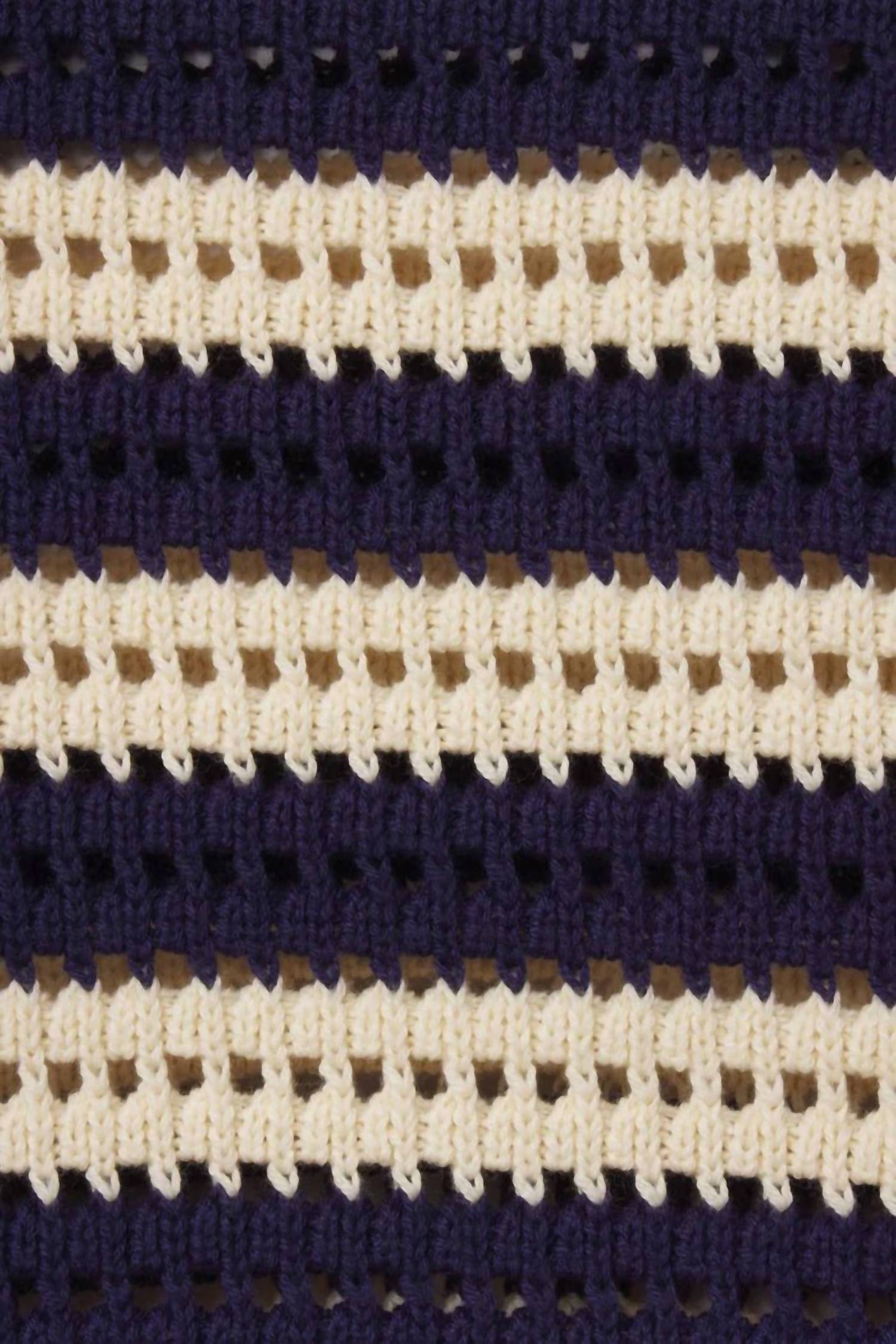 TROVATA Lightweight Ryann Sweater in crisp navy cream stripes - women's sweater - view 4
