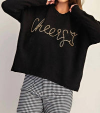 Ee:Some - Cheers Beaded Long Sleeve Sweater