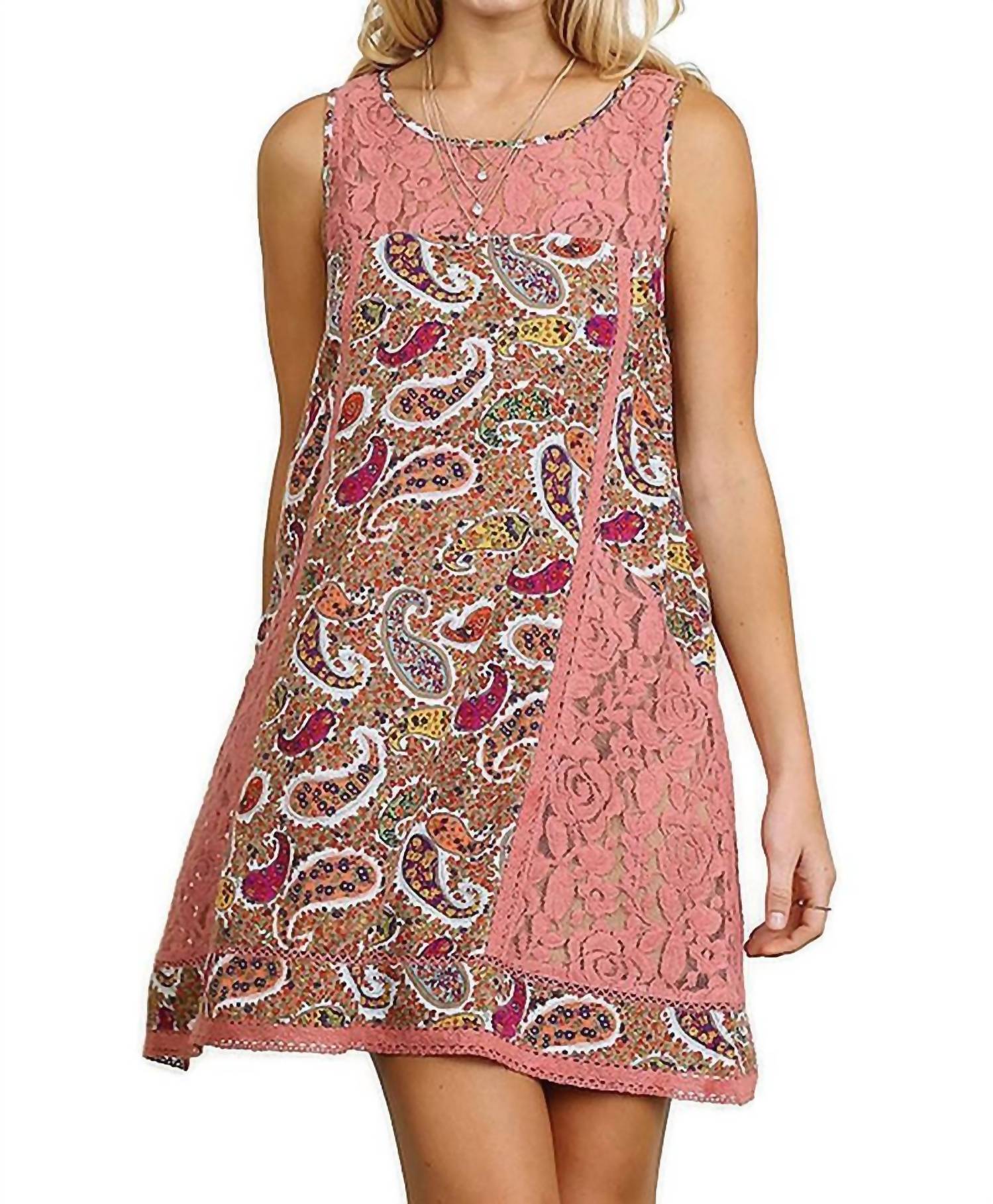 Umgee - Paisley & Lace Sleeveless Dress