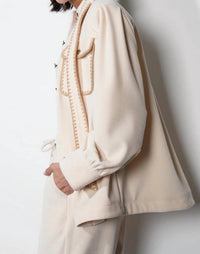 GREYLIN Marli Oversized Embroidered Shacket in cream - women's jacket - alternate view