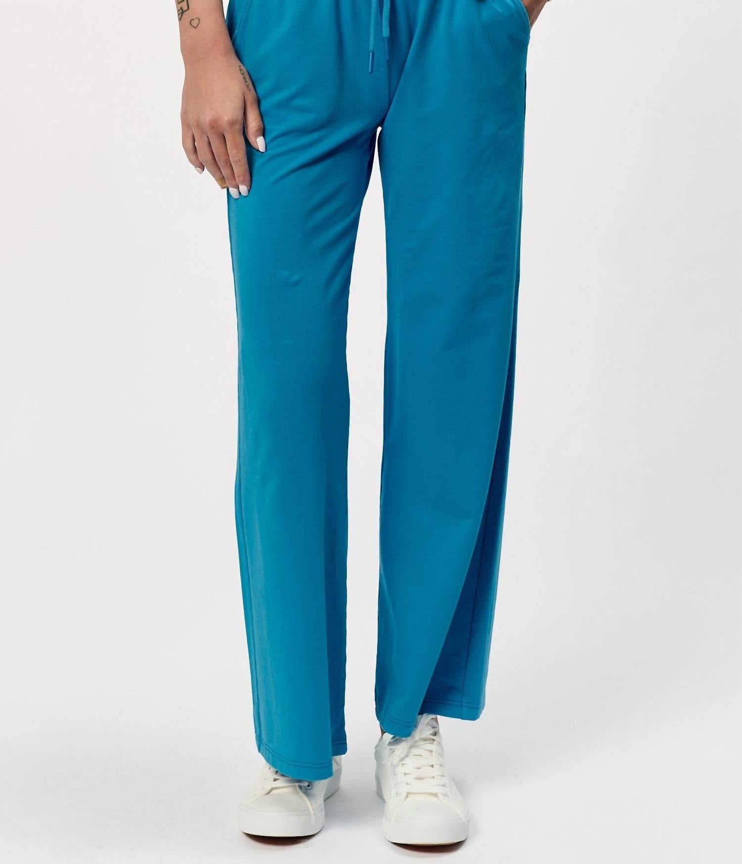 Another Love Quincy Elastic Waist Wide Leg Pant in malibu blue - women's pants