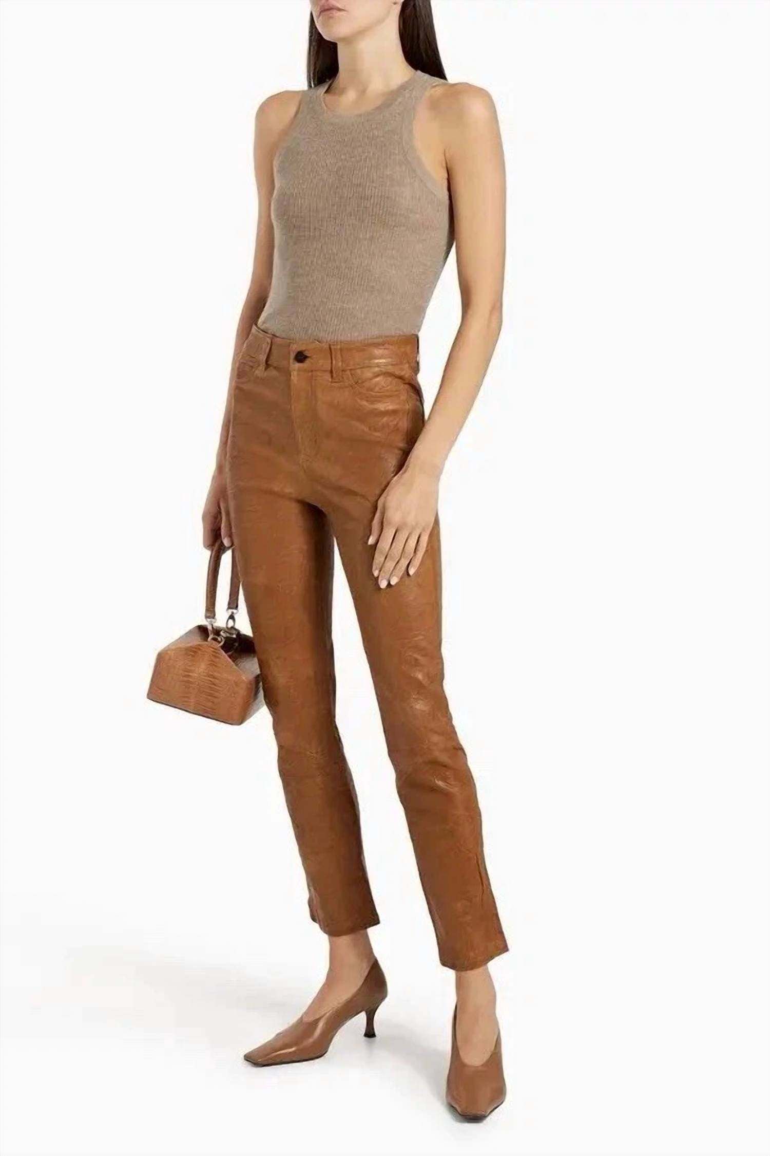Paige - Cindy Leather Slim Leg Pants
