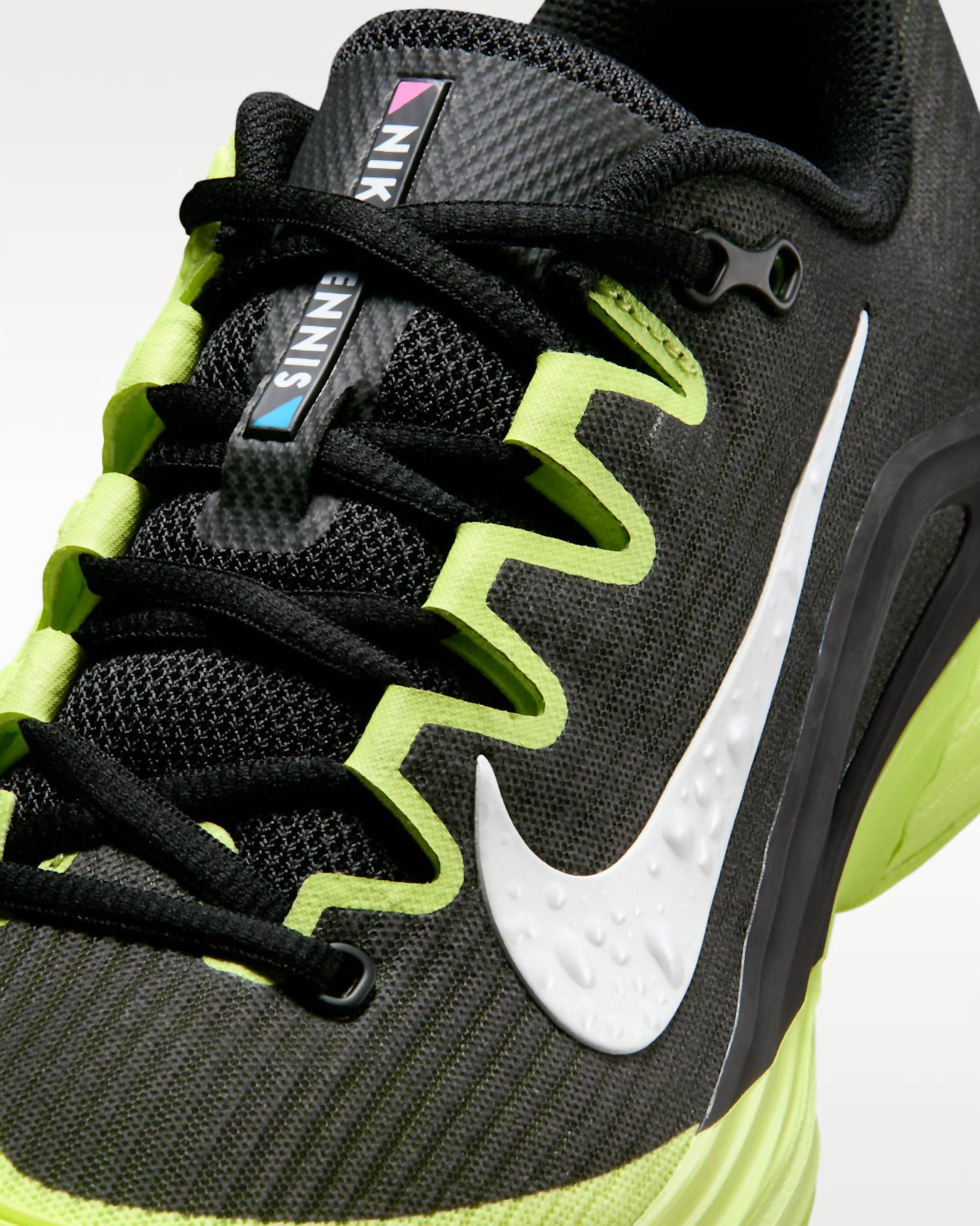 NIKE Women's Zoom Vapor 12 Premium Hard Court Tennis Shoes in black white light lemon twist - women's shoe - view 7