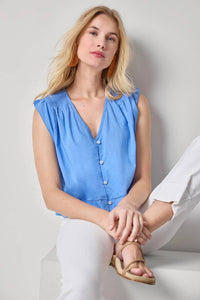 Lilla P - Smocked Shoulder V-neck Top