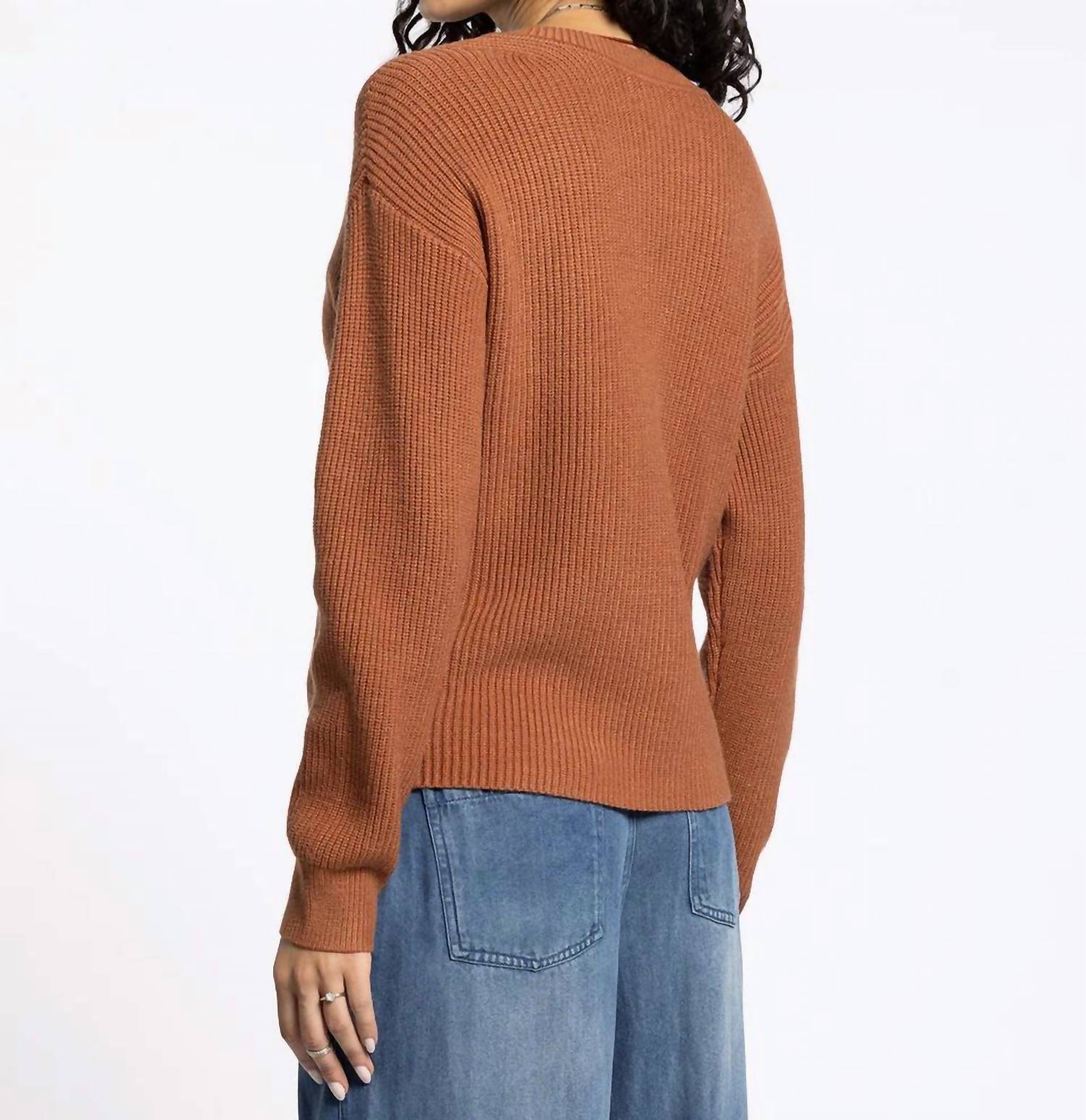 Thread & Supply Cornelia Sweater in rustic brown - women's sweater - detail view