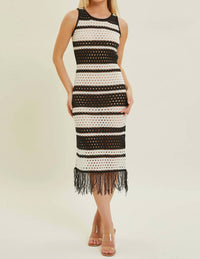 Baevely By Wellmade - Cabana Chic Open Knit Midi Dress