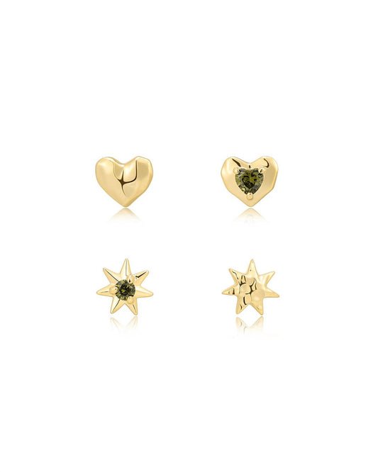 Luv Aj - WOMEN'S MOLTEN HEART STUDS SET