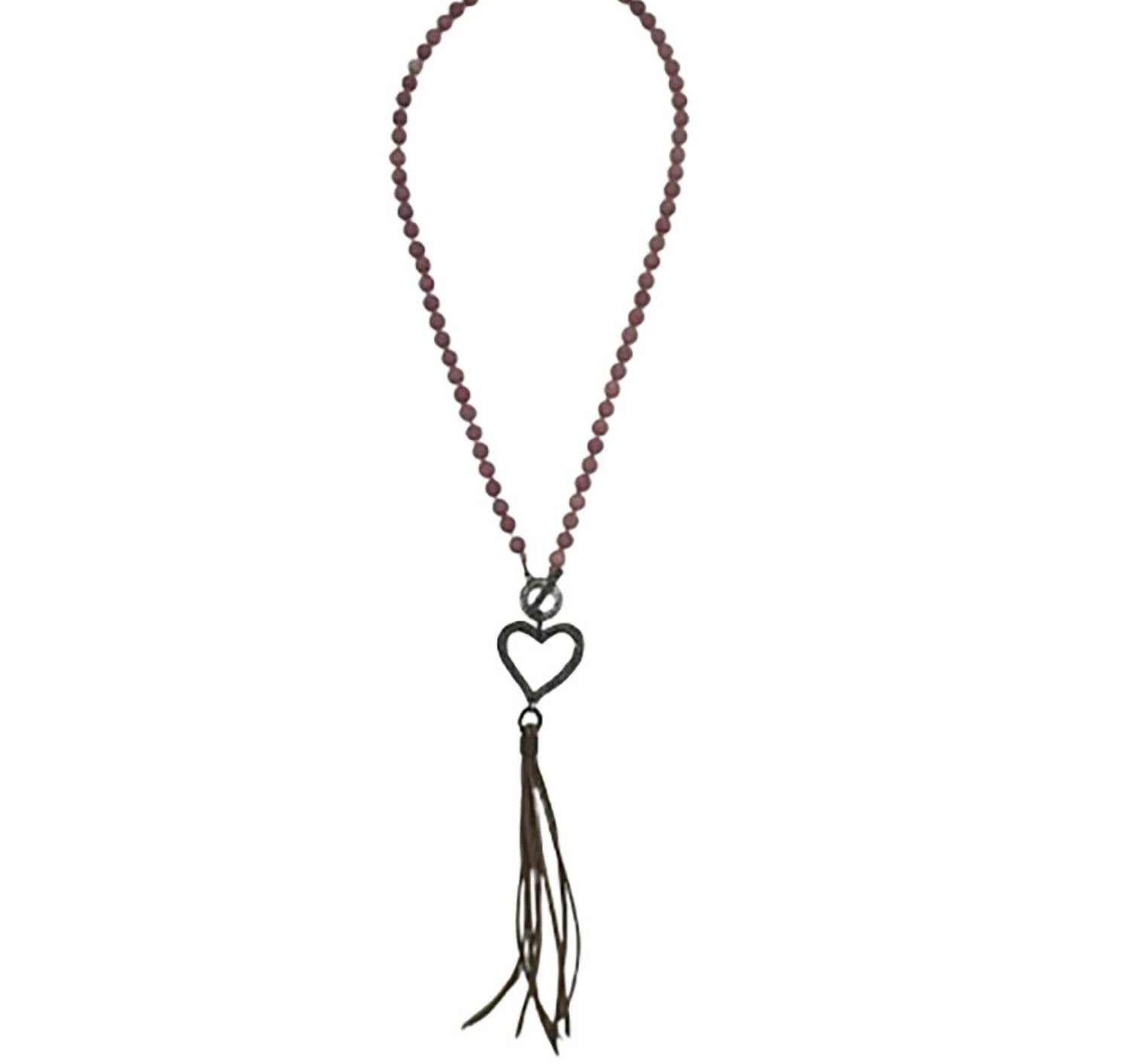 Legend Or Lies - Women's Stone Heart & Tassel Toggle Necklace