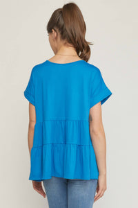 Entro - Round Neck Short Sleeve Tiered Top
