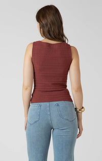 Dex Clothing Square Neck Textured Tank in burnt sienna - women's tank top - detail view