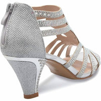 Forever - Women's Glitter Open Toe Rhinestone Heels