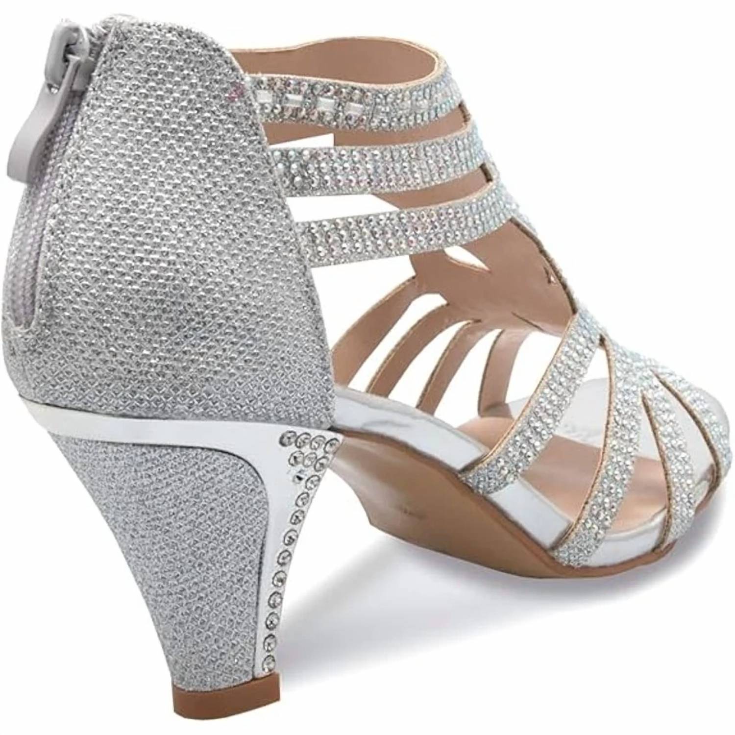 Forever - Women's Glitter Open Toe Rhinestone Heels