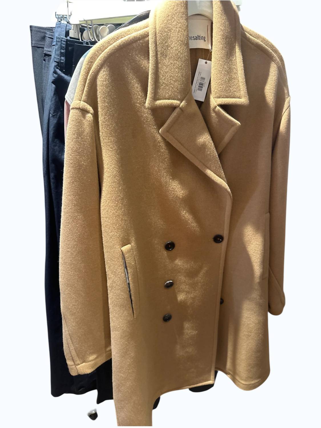 thesalting Men's Salted Wool 3/4 Length Peacoat in camel - men's jacket