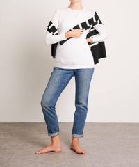 NOM Maternity Liv Long Sleeve Tee in white - women's long sleeve top - detail view