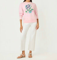 Lilly Pulitzer BALLAD LONG SLEEVE SWEATSHIRT in multi lydia lion embellishment - women's top - view 4