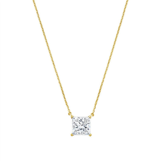 Diana M Jewels - 8.00 Ct East–west Princess-cut Lab-grown Diamond Pendant Necklace