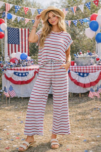 Sewn And Seen - 4th Of July Americana Ribbed Striped Lounge Set