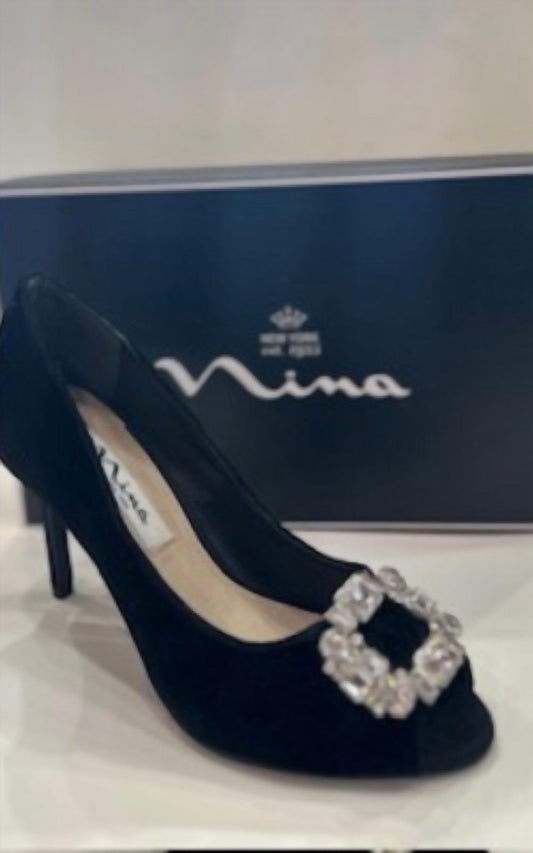 Nina - Women's Velvet heel with gem detailing