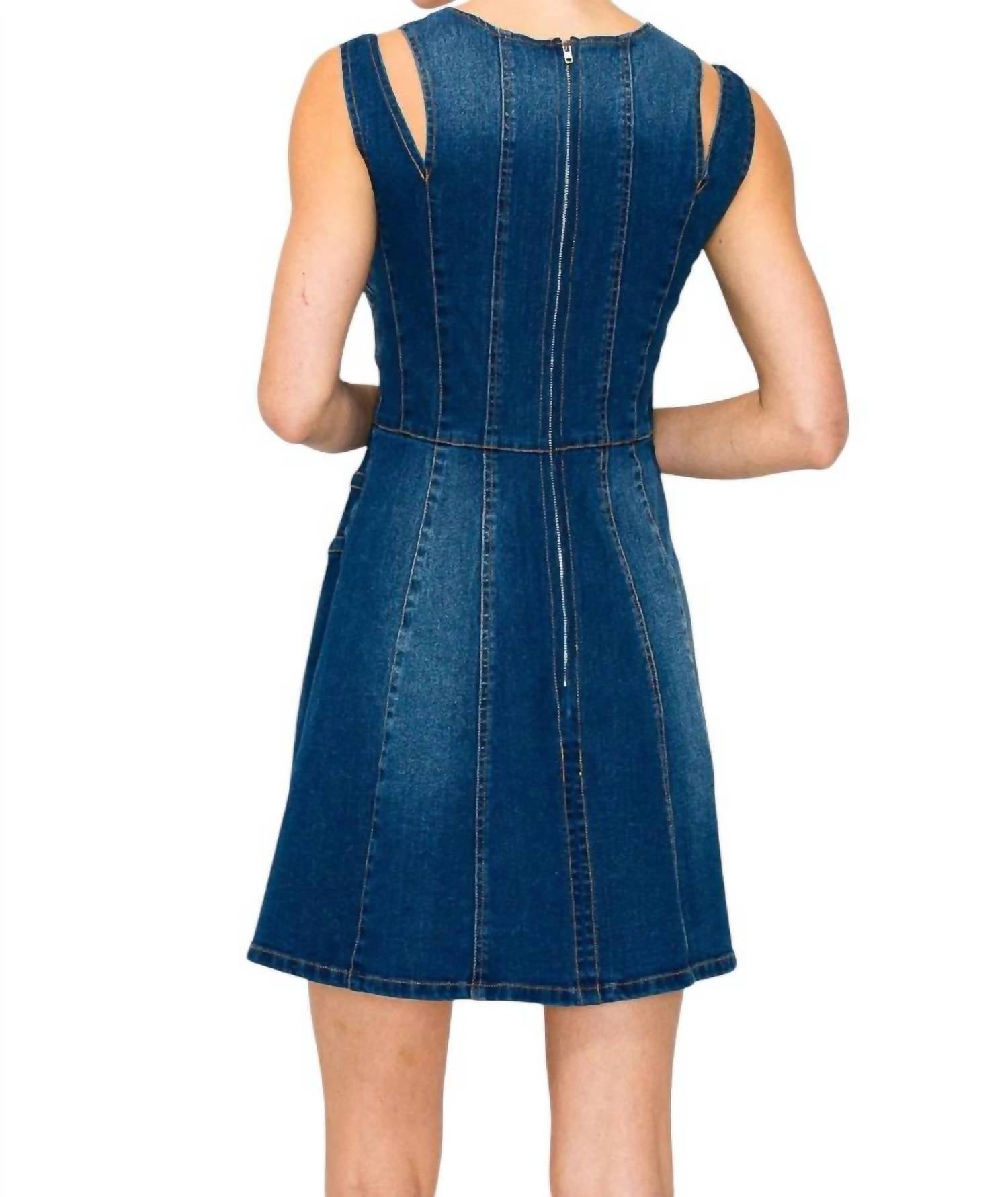 Ina - Tabitha Cut Out Slit Straps Denim Mini Dress