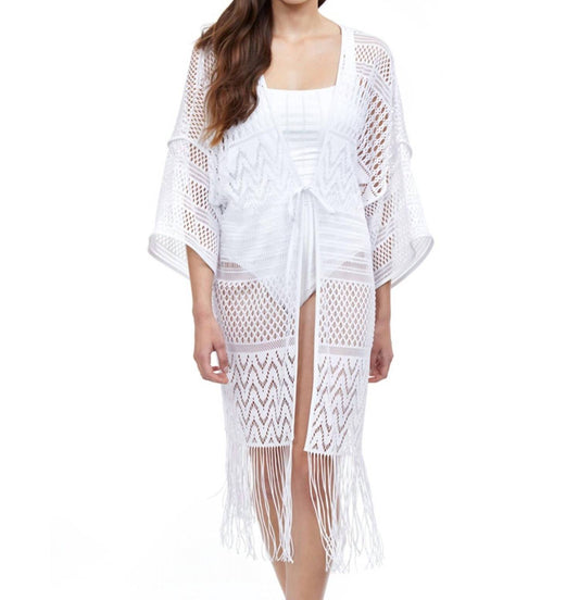 Profile By Gottex - Open Front V-Neck Crochet Dress Cover Up