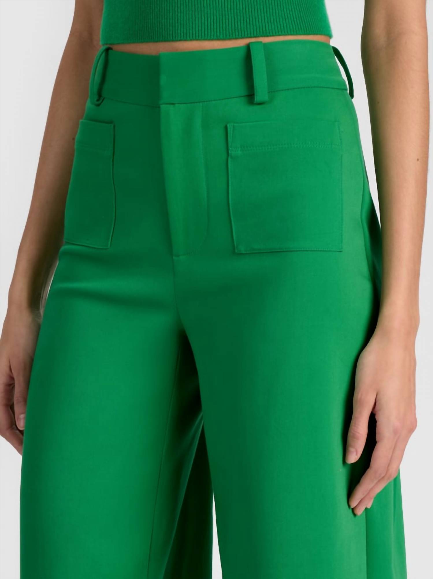 alice + olivia Zoe Ankle Trouser in green - women's pants - view 5