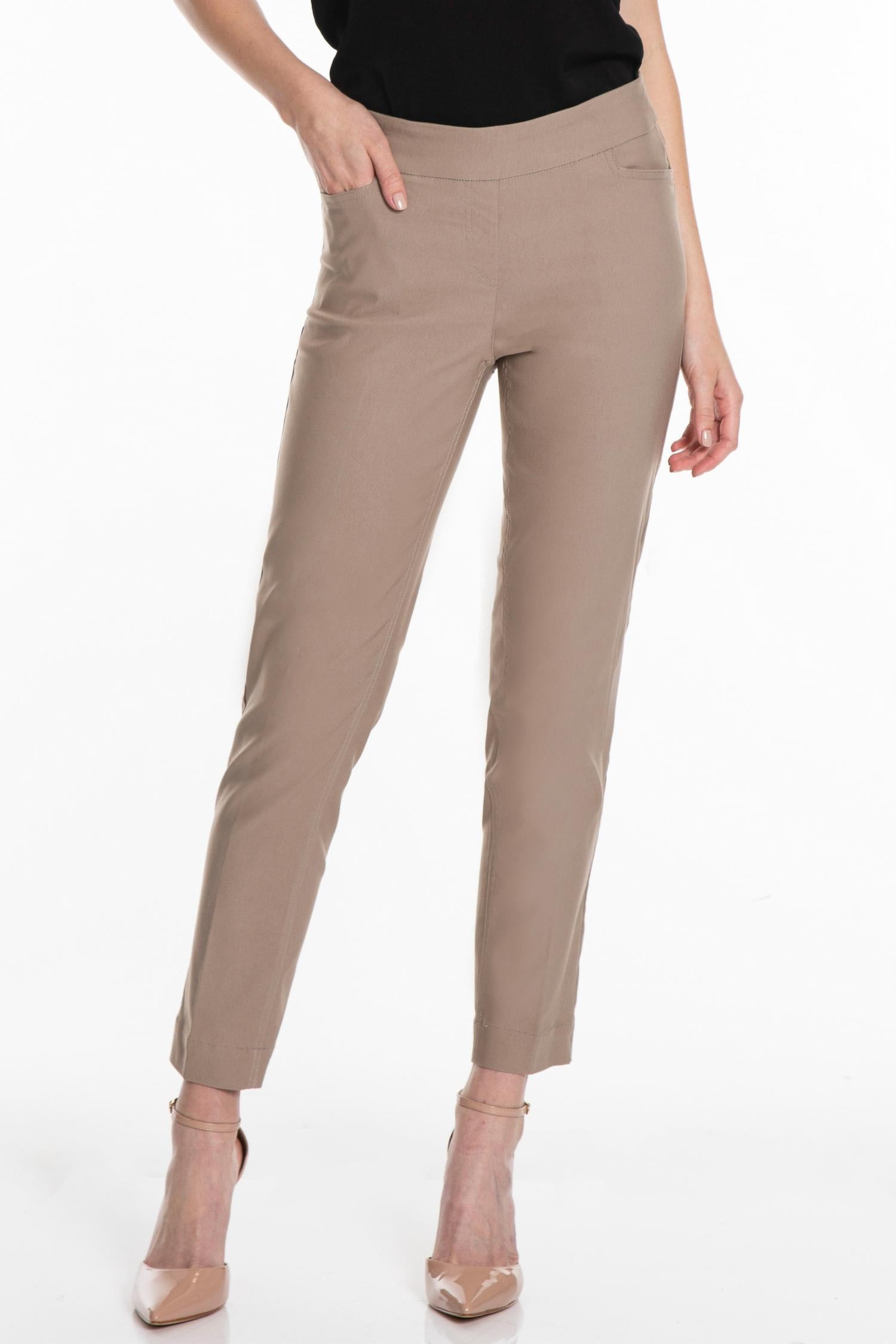 Multiples Pull-on Ankle Pants in stone - women's pants