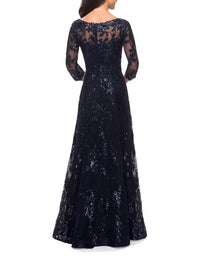 La Femme - Elegant Boat Neck Gown