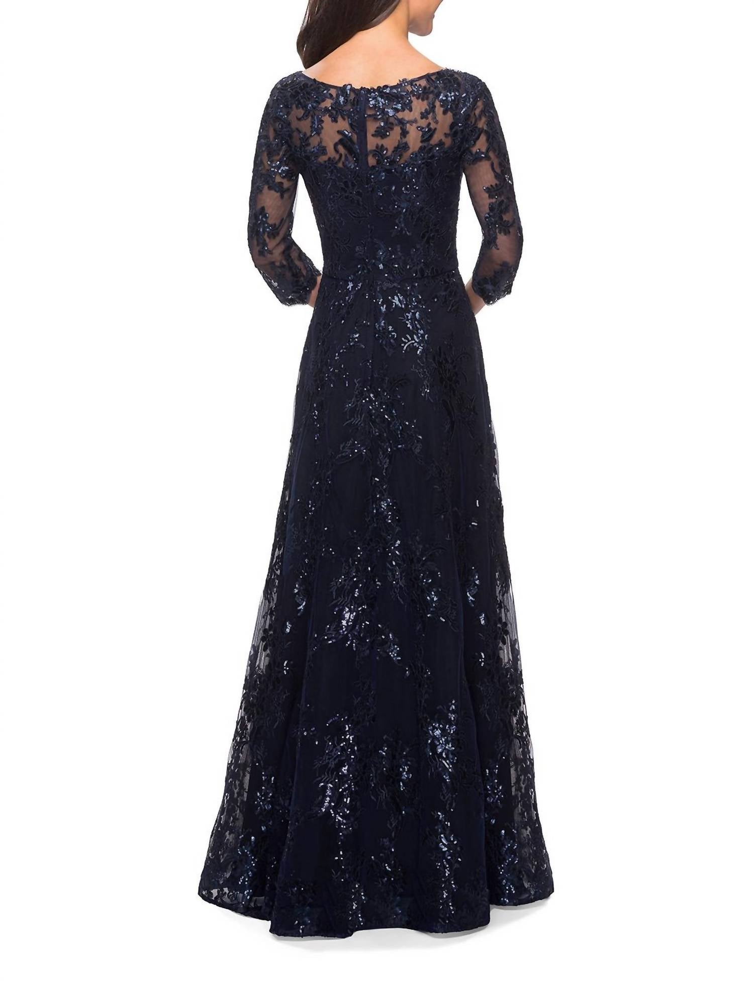 La Femme - Elegant Boat Neck Gown